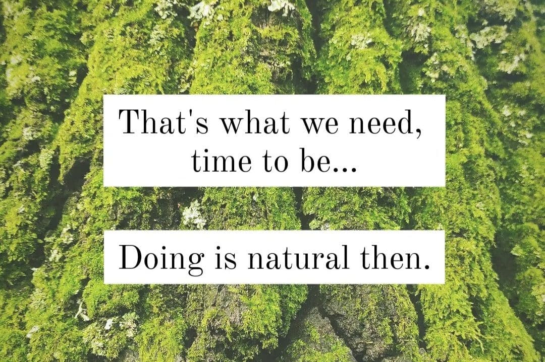 citação slow living: That's what we need, time to be...doing is natural then.